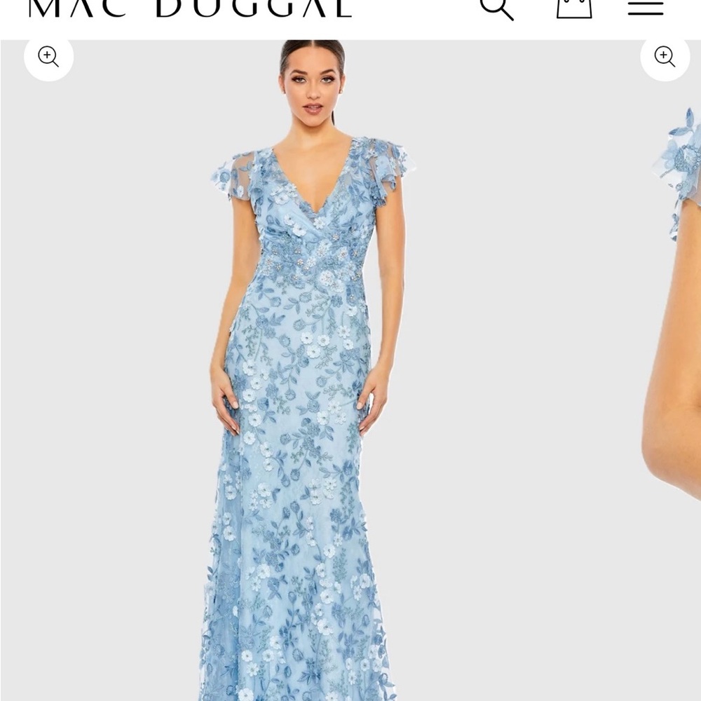 Mac Duggal Light Blue Embroidered Dress